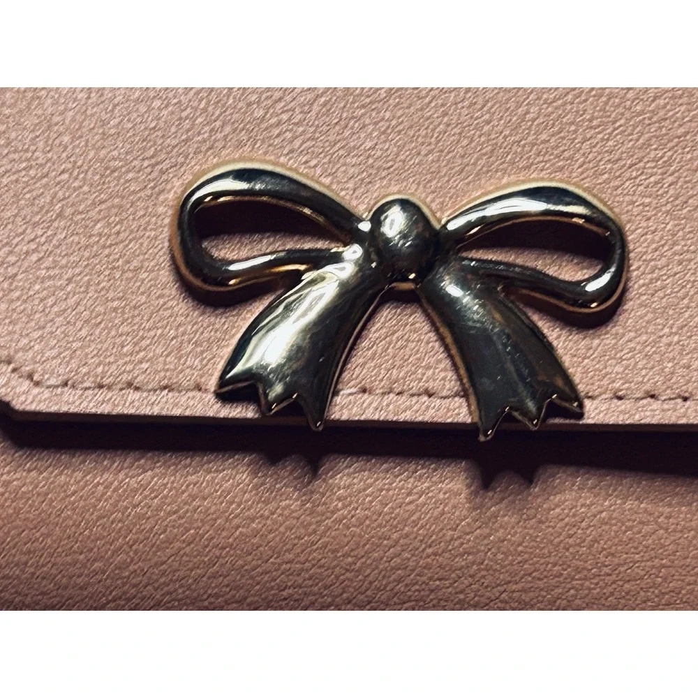 Pink Solid Envelope Wallet with Gold Bow Accent + BONUS Lotion (new)